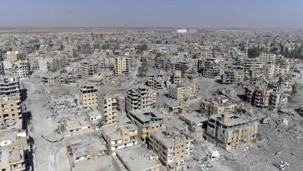 Оштећени објекти у граду Раки, Сирија. - Sputnik Србија