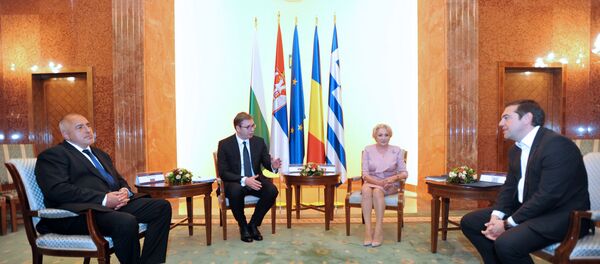 Председник Владе Бугарске Бојко Борисов, председник Србије Александар ВУчић, председница Владе Румуније Вјорика Данћила и премијер грчке Алексис Ципрас - Sputnik Србија