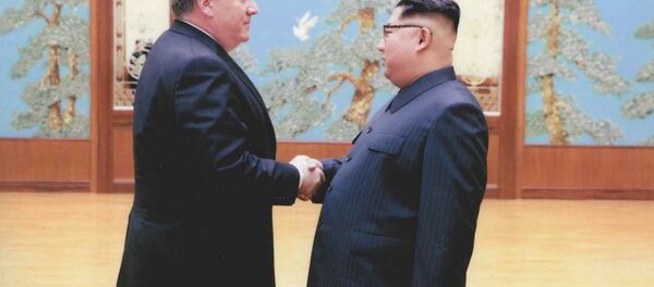 Амерички државни секретар Мајкл Помпео и Ким Џонг Ун. - Sputnik Србија