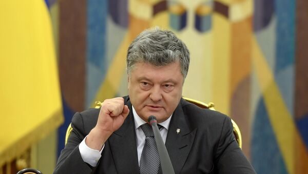 Председник Украјине Петро Порошенко говори на заседању Савета за безбедност и одбрану Украјине - Sputnik Србија