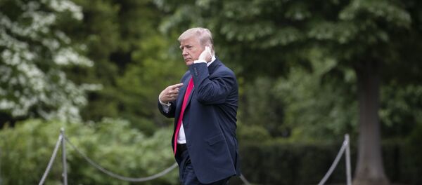 Predsednik SAD Donald Tramp izlazi iz helikoptera na travnjaku Bele kuće - Sputnik Srbija