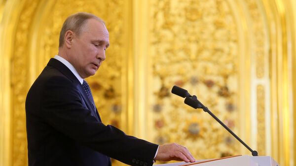 Predsednik Rusije Vladimir Putin tokom ceremonije inauguracije u Kremlju - Sputnik Srbija