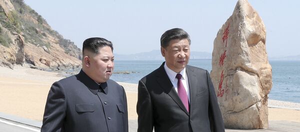Председник Кине Си Ђинпинг и севернокорејски лидер Ким Џонг Ун током састанка у Далијану на североистоку Кине - Sputnik Србија