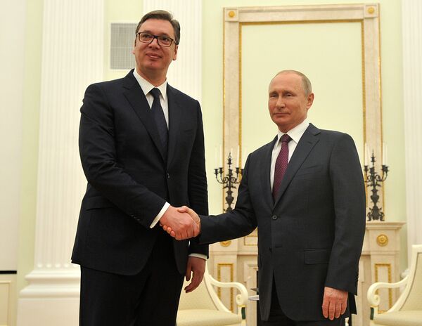 Александар Вучић и Владимир Путин у Москви. - Sputnik Србија
