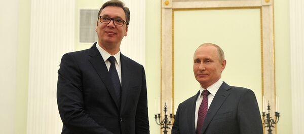 Александар Вучић и Владимир Путин у Москви. - Sputnik Србија