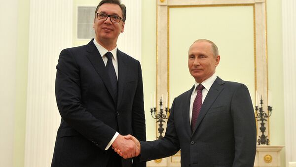 Aleksandar Vučić i Vladimir Putin u Moskvi. - Sputnik Srbija