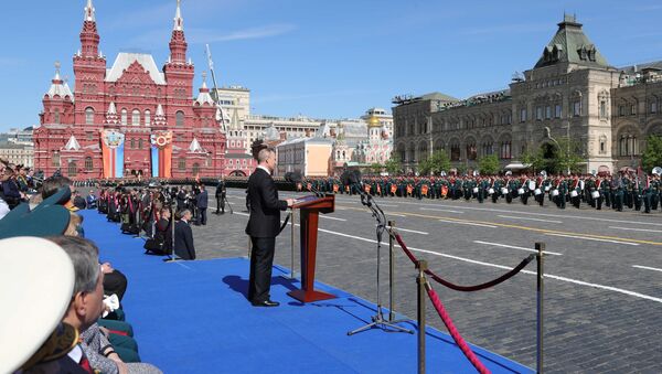 Руски председник Владимир Путин на војној паради у част 73. годишњице победе у Великом отаџбинском рату - Sputnik Србија