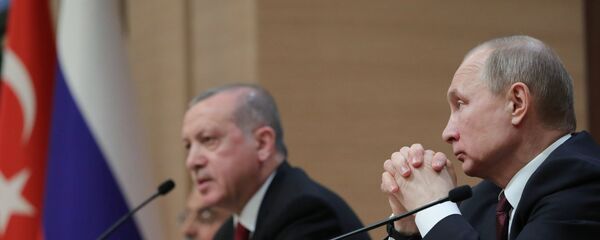 Predsednici Turske i Rusije, Redžep Tajip Erdogan i Vladimir Putin na sastanku u Ankari - Sputnik Srbija