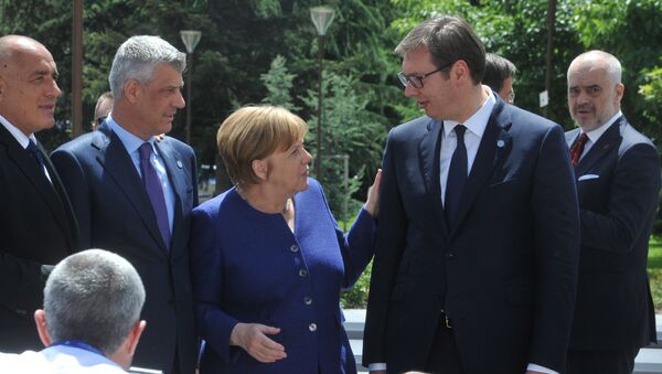 Angela Merkel i Aleksandar Vučić na Samitu u Sofiji. - Sputnik Srbija