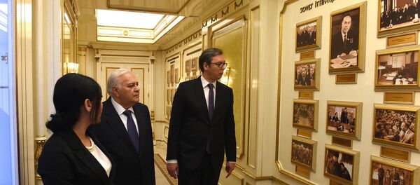 Predsednik Srbije Aleksandar Vučić tokom posete Bakuu - Sputnik Srbija