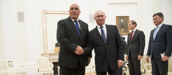 Премијер Бугарске Бојко Борисов и председник Русије Владимир Путин на састанку у Кремљу - Sputnik Србија