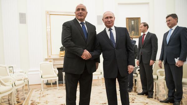 Премијер Бугарске Бојко Борисов и председник Русије Владимир Путин на састанку у Кремљу - Sputnik Србија