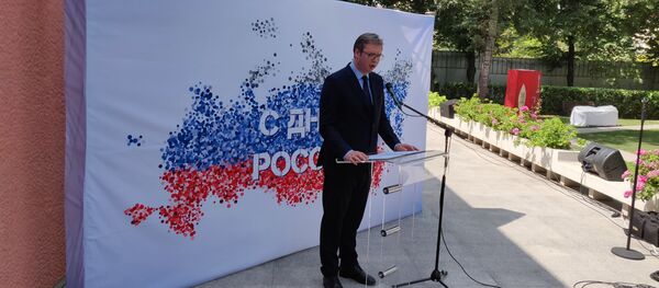 Александар Вучић на прослави Дана Русије - Sputnik Србија