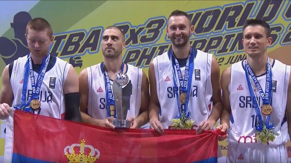 Svetski šampioni u basketu tri na tri: Marko Savić, Dušan Bulut, Dejan Majstorović i Stefan Stojačić - Sputnik Srbija