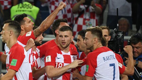 Хрватски фудбалери славе победу - Sputnik Србија
