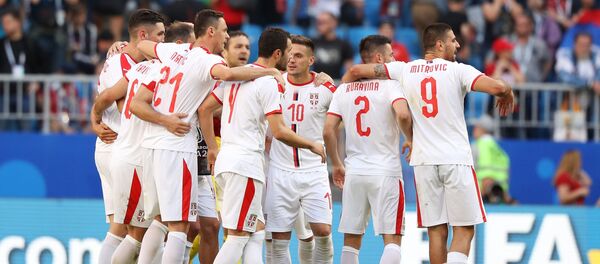 Veliko slavlje igrača Srbije posle poslednjeg sudijskog zvižduka Veliko slavlje igrača Srbije posle poslednjeg sudijskog zvižduka - Sputnik Srbija