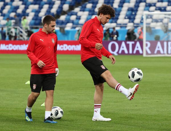 Andrija Živković i Miloše Veljković na treningu pred meč sa Švajcarcima - Sputnik Srbija