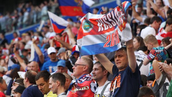 Навијачи Србије и Русије на утакмици против Костарика - Србија - Sputnik Србија
