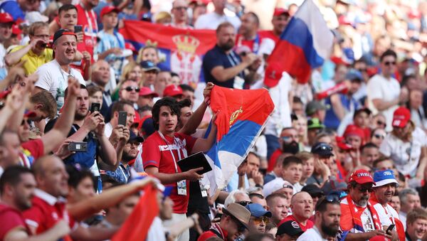 Navijači Srbije i Rusije na utakmici Kostarika - Srbija - Sputnik Srbija
