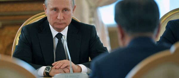 Predsednik Rusije Vladimir Putin na sastanku s predsednikom Južne Koreje Mun Džae Inom - Sputnik Srbija