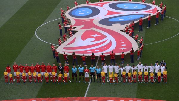 Igrači Francuske i Danske na početku utakmice Svetskog prvenstva u fudbalu - Sputnik Srbija
