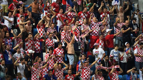 Hrvatski navijači proslavljaju pobedu nad Danskom - Sputnik Srbija
