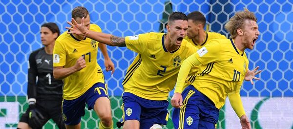 Šveđani proslavljaju gol Forsberg - Sputnik Srbija