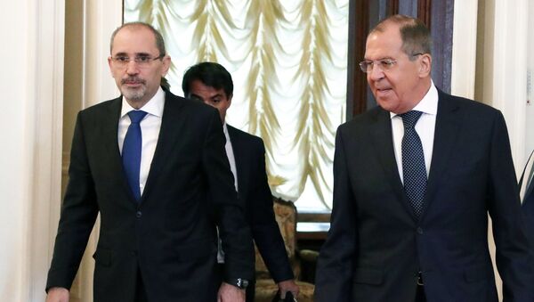 Ministri spoljnih poslova Jordana i Rusije, Ajman Husein Abdala el Safadi i Sergej Lavrov - Sputnik Srbija