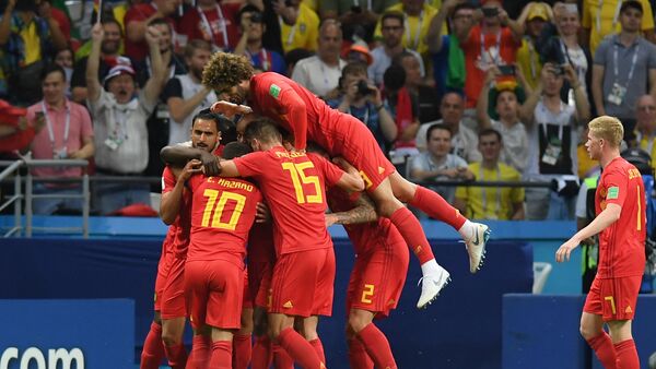 Proslava reprezentativaca Belgije nakon gola u utakmici četvrtfinala protiv Brazila - Sputnik Srbija