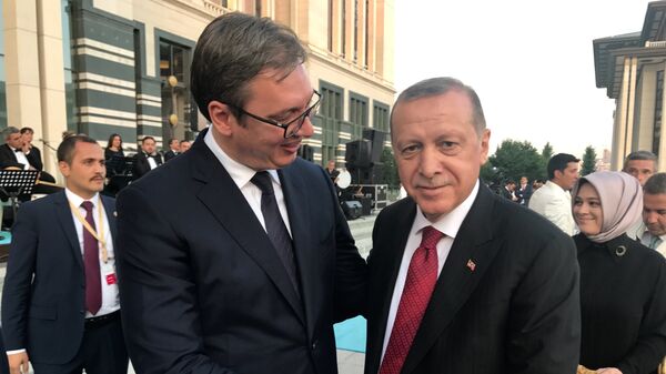 Aleksandar Vučić i Redžep Tajip Erdogan na inauguraciji u Ankari - Sputnik Srbija
