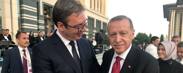 Aleksandar Vučić i Redžep Tajip Erdogan na inauguraciji u Ankari - Sputnik Srbija