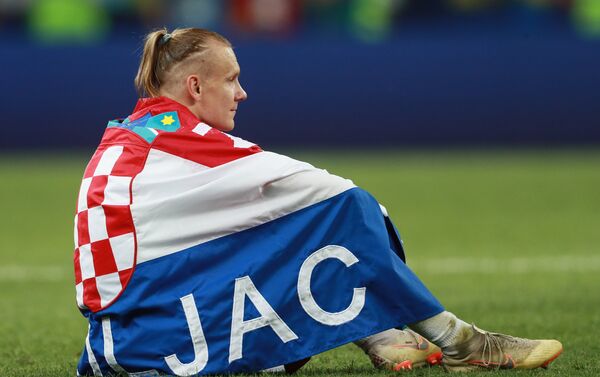 Hrvatski reprezentativac Domagoj Vida nakon poraza od Francuske u finalu SP u Rusiji - Sputnik Srbija