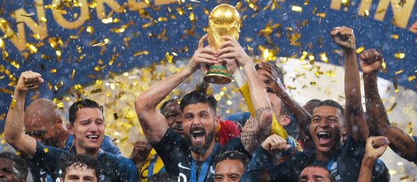 Репрезентативци Француске са богињом у рукама Репрезентативци Француске са богињом у рукама - Sputnik Србија