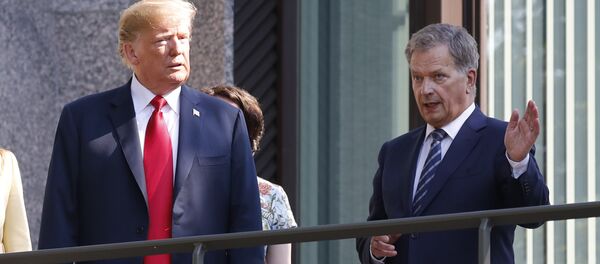 Председници САД и Финске, Доналд Трамп и Саули Нинисте, на састанку у Хелсинкију - Sputnik Србија