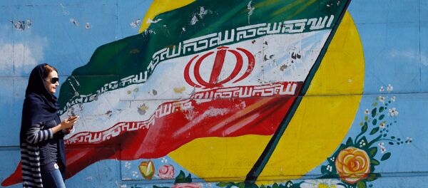 Иранска застава на зиду у Техерану - Sputnik Србија
