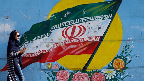 Иранска застава на зиду у Техерану - Sputnik Србија