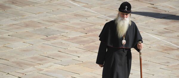 Глава Русской православной старообрядческой церкви митрополит Корнилий перед началом церемонии инаугурации президента РФ Владимира Путина в Кремле - Sputnik Србија