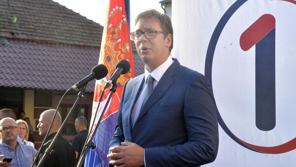Aleksandar Vučić na predizbornom mitingu SNS-a u selu Rudna Glava kod Majdanpeka. - Sputnik Srbija