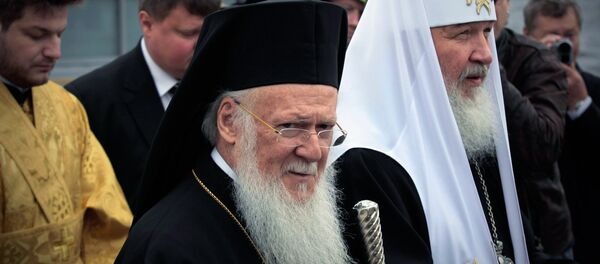 Васељенски патријарх Вартоломеј I и патријарх Московски и све Русије Кирилл Васељенски патријарх Вартоломеј I и патријарх Московски и све Русије Кирилл - Sputnik Србија