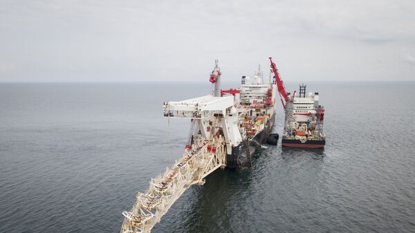 Plovilo Soliter na Baltičkom moru tokom postavljanja cevi za gasovod Severni tok 2 - Sputnik Srbija