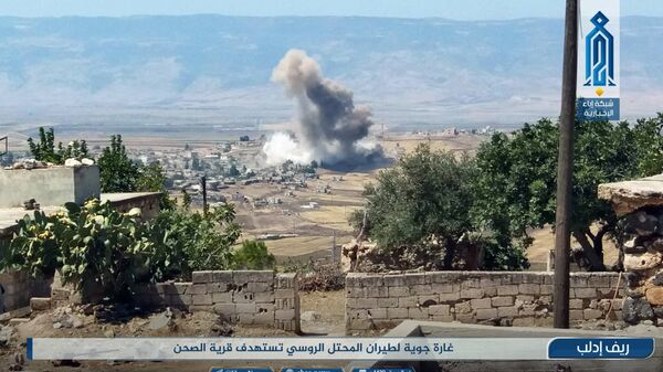 Mesto vazdušnih napada ruske acijacije na teroriste u sirijskoj provinciji Idlib. - Sputnik Srbija