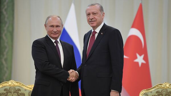 Predsednici Rusije i Turske, Vladimir Putin i Redžep Tajip Erdogan, na sastanku u Teheranu - Sputnik Srbija