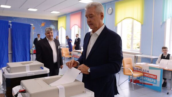 Градоначелник Москве Сергеј Собјањин на изборима за градоначелника - Sputnik Србија