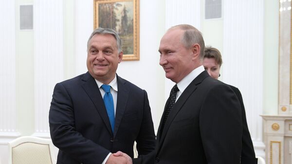Sastanak ruskog predsednika Vladimira Putina sa mađarskim premijerom Viktorom Orbanom - Sputnik Srbija