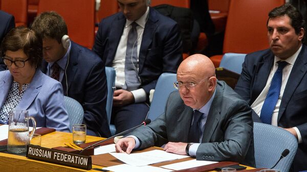Стални представник Русије у УН Василиј Небензја на заседању Савета безбедности УН о Сирији - Sputnik Србија