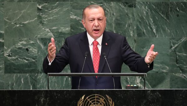 Председник Турске Реџеп Тајип Ердоган на заседању Генералне скупштине УН - Sputnik Србија
