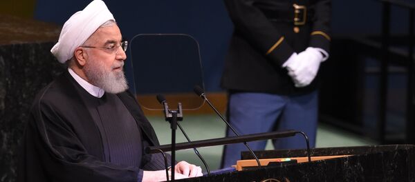 Ирански председник Хасан Рохани за говорницом ГС УН у Њујорку - Sputnik Србија