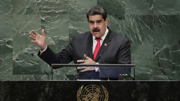 Predsednik Venecuele Nikolas Maduro obraća se učesnicima 73. zasedanja Generalne skupštine Ujedinjenih nacija u Njujorku - Sputnik Srbija
