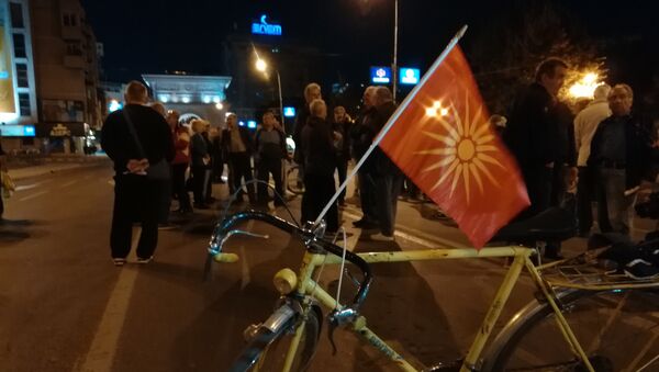 Призор с протеста противника референдума у Скопљу - Sputnik Србија