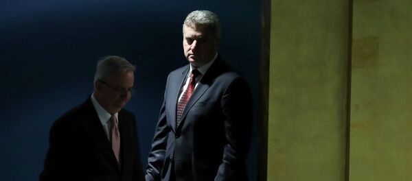 Predsednik Makedonije Đorđe Ivanov ulazi u salu UN - Sputnik Srbija